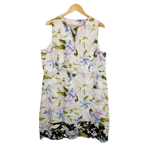 J. Jill Love Linen Women's Sleeveless Floral Dress Size Large - Picture 1 of 7